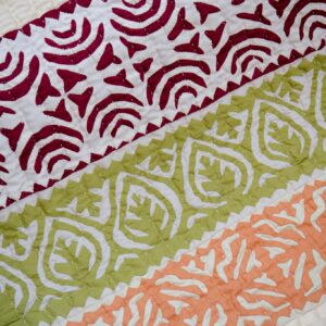 Cream Base with Rilli in Strands of Maroon, Green and Orange - Image 3