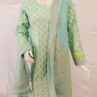 Turquoise blockprint with dupatta