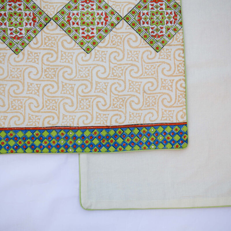 Green and Red Blockprinted Mats