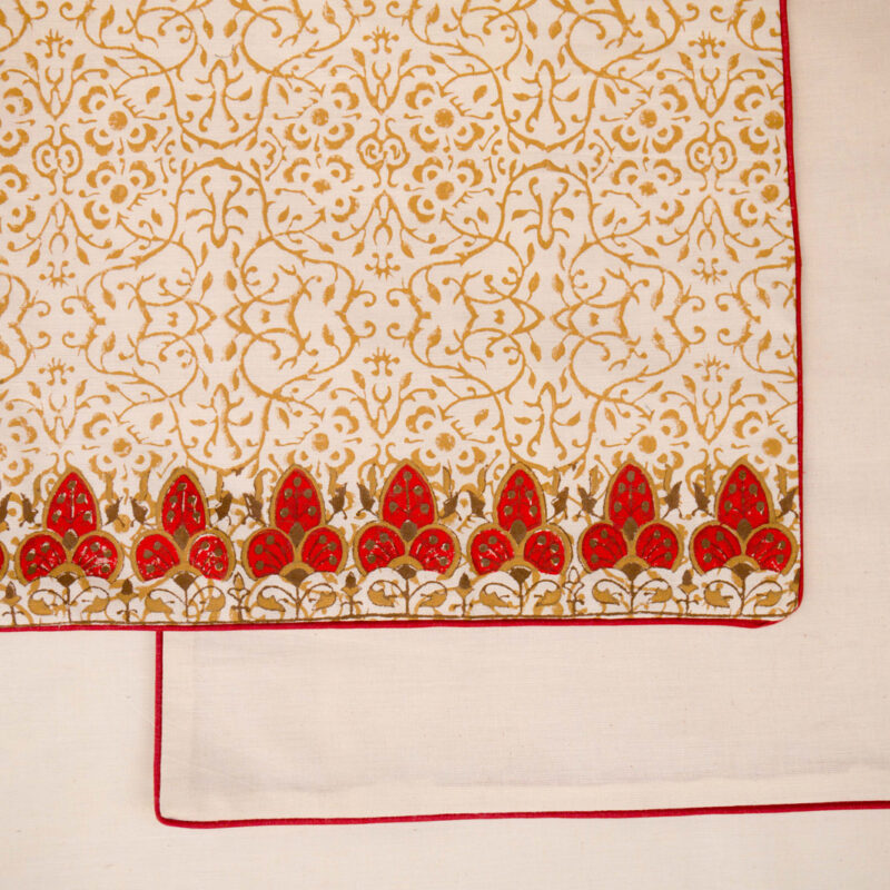 Red Beige Blockprinted Mats