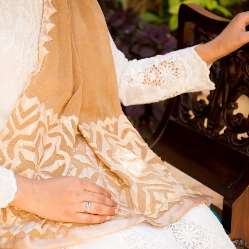 Golden Dupatta with Pallu in Rilli