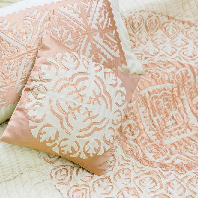 Apple Green Bridal quilt with gold rilli