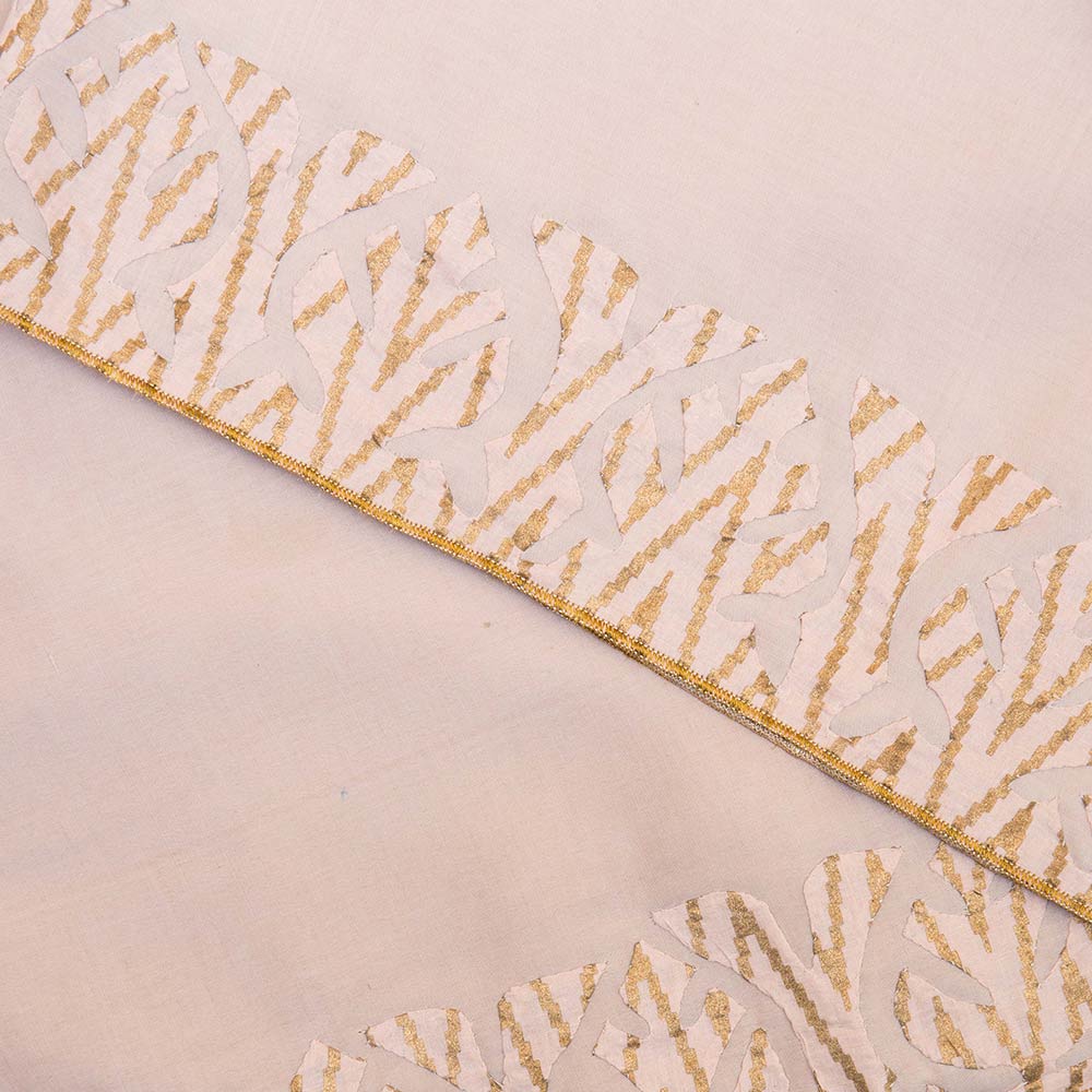 Beige with beige screenprintrilli on Swiss Voile