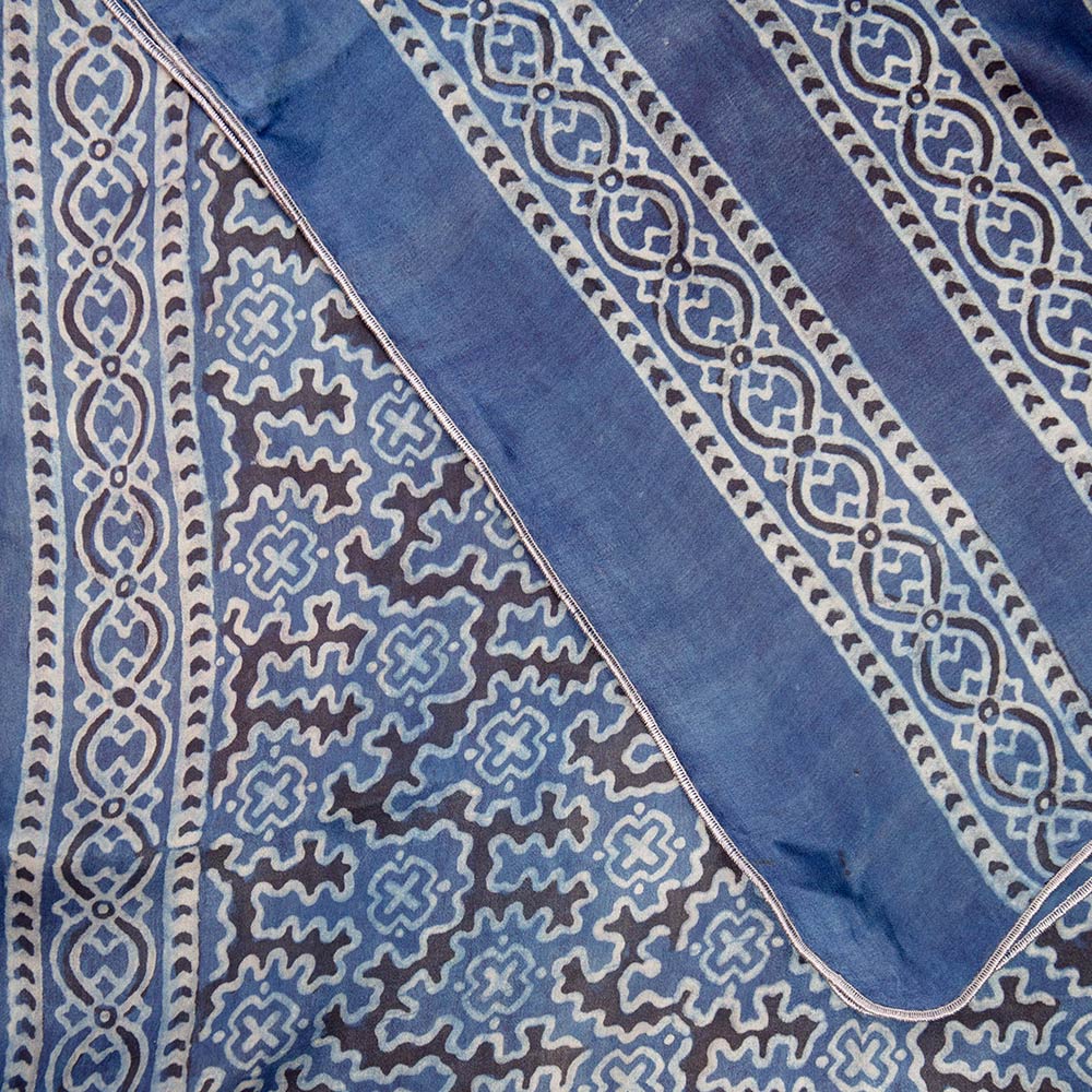 Silk ajrak scarf in blue