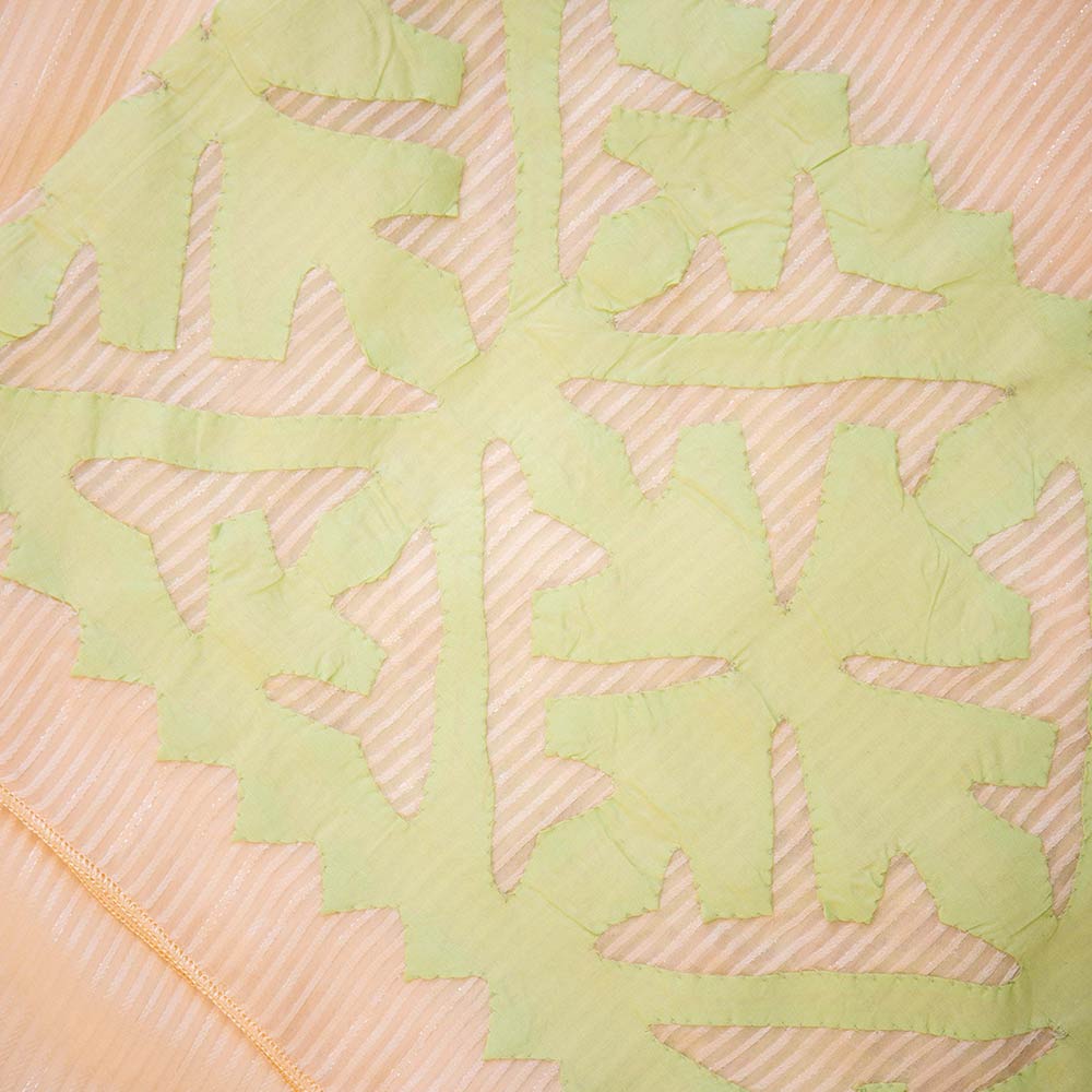 Cream silk scarf with green rilli