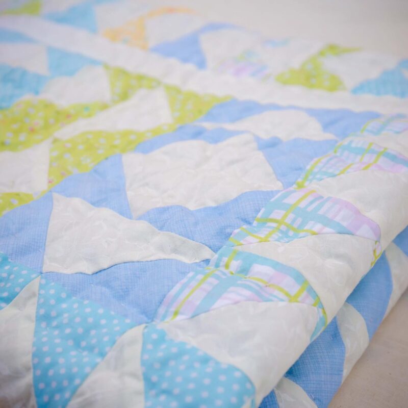 Blue and Turquoise Patchwork Quilt