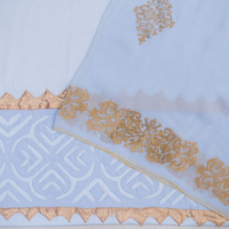 Cotton lawn with rilli in gold