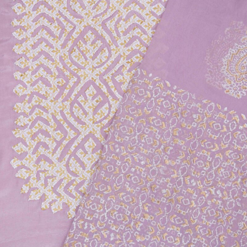 Cotton silk with cream screenprinted rilli