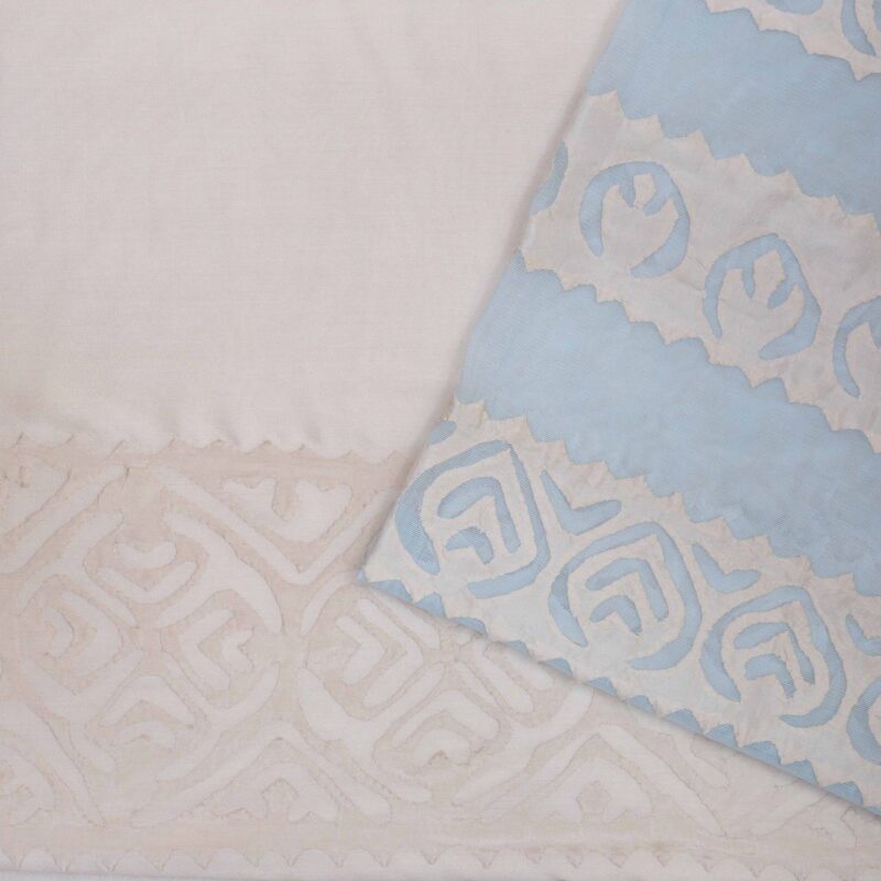 Beige with ice blue rilli dupatta