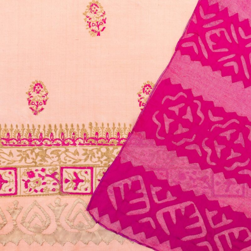 Peach with magenta dupatta
