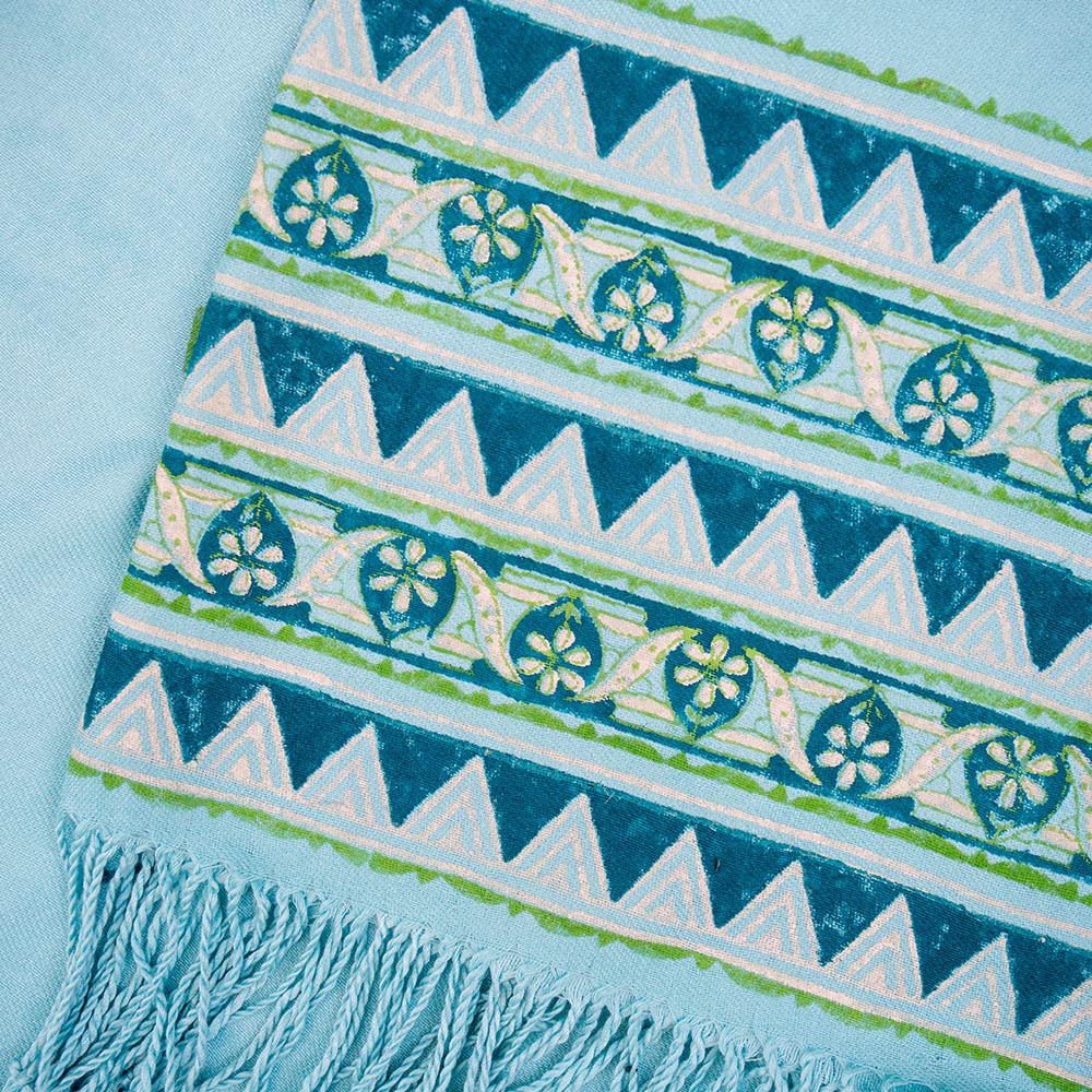 Light turquoise with green block print